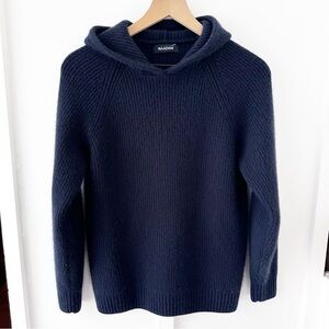 NAADAM navy rib cashmere hoodie